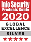 Info Security Products Guide 2020 Global Excellence Silver award with five red stars for Google Chronicle's Adaptive Managed xDR.