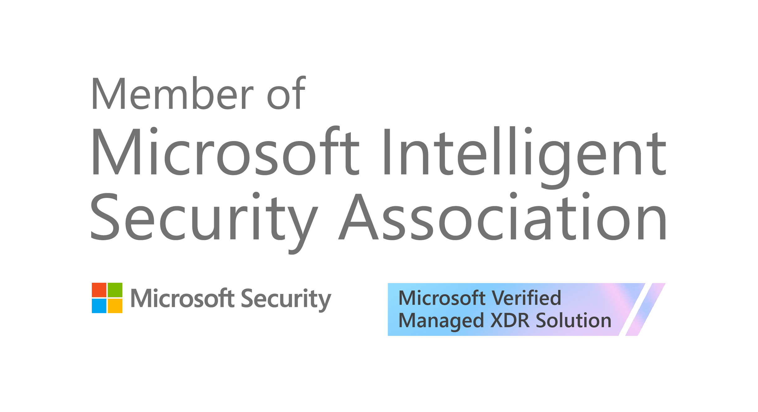  Microsoft Intelligent Security Association logo with text: "Member of Microsoft Intelligent Security Association. Microsoft Security. Microsoft Verified Managed XDR Solution, enhanced by SIEM and MDR capabilities.