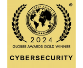  Gold award badge for cybersecurity, highlighting "2024 Globee Awards Gold Winner" and featuring a globe design embraced by laurel branches. Celebrated in the realms of MSSP and SecOps, this accolade represents excellence in managing security operations worldwide.