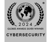  Globee Awards logo with "2024 Globee Awards Silver Winner in Cybersecurity" text below, recognizing excellence in SOC solutions.