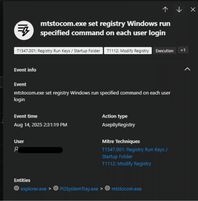A security event log shows 