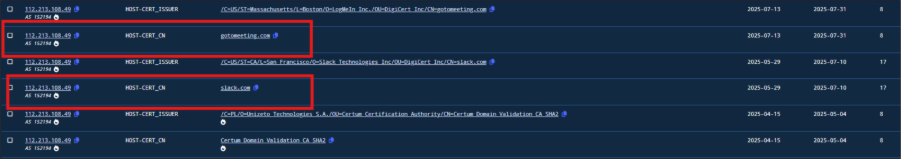 A dark-themed table with rows of file download links; two rows are highlighted with red rectangles around their file names and download links.