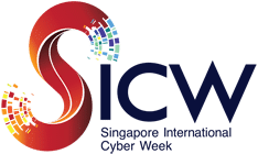 Logo for Singapore International Cyber Week 2025 featuring stylized "SICW" letters and colorful digital pixel effects on the "S," representing innovation and cyber security.