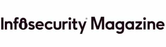 The logo for Infosecurity Magazine features the publication name in black text with a stylized 