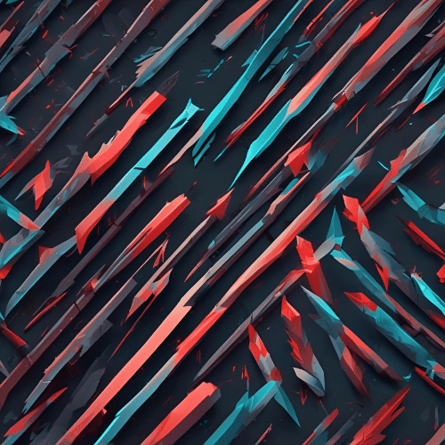  Abstract digital artwork featuring jagged, diagonal streaks in red, blue, and gray tones on a dark background, creating a dynamic, shattered effect.