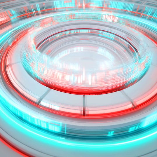  A digital illustration of concentric rings with glowing red and blue light effects on a white background, creating a futuristic, sci-fi aesthetic—perfect to optimize your project’s visual impact or enhance SEO-focused creative content.