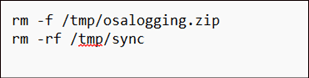 Terminal commands to forcefully remove the Amos Stealer macOS infostealer file /tmp/osalogging.zip and recursively delete the /tmp/sync directory.